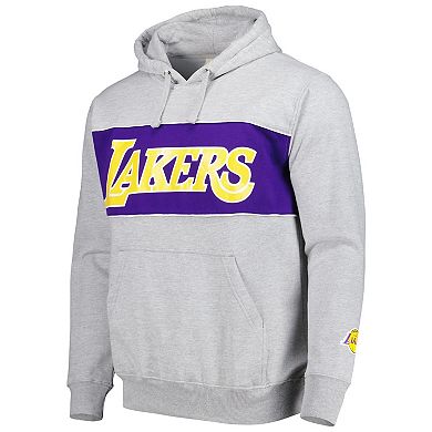 Men's Fanatics Branded Heather Gray Los Angeles Lakers Wordmark French Terry Pullover Hoodie