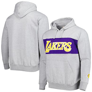 Men's Fanatics Branded Heather Gray Los Angeles Lakers Wordmark French Terry Pullover Hoodie