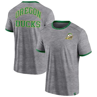 Men's Fanatics Branded Heather Gray Oregon Ducks Classic Stack Ringer T-Shirt