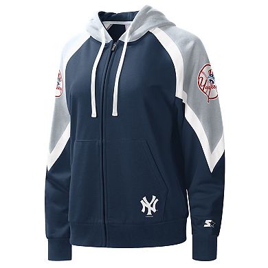 Women's Starter Navy/Gray New York Yankees Hail Mary Full-Zip Hoodie