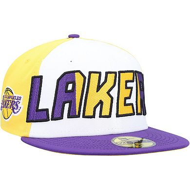 Men's New Era  White/Purple Los Angeles Lakers Back Half 9FIFTY Fitted Hat