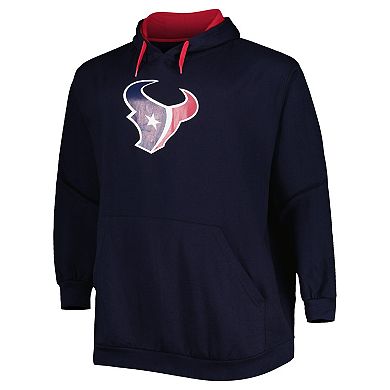 Men's Navy Houston Texans Big & Tall Logo Pullover Hoodie