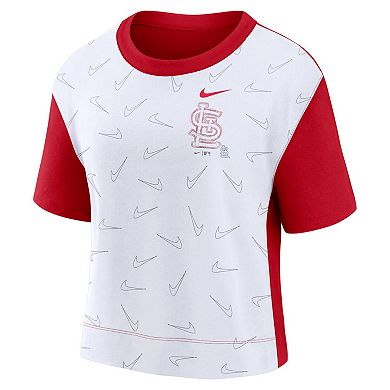 Women's Nike Red/White St. Louis Cardinals Line Up High Hip Fashion T-Shirt