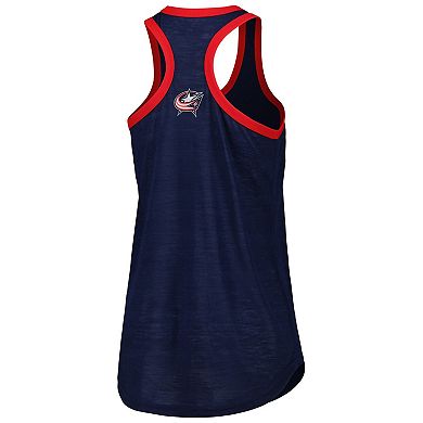 Women's G-III 4Her by Carl Banks Navy Columbus Blue Jackets First Base Racerback Scoop Neck Tank Top