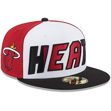 Men's New Era  White/Black Miami Heat Back Half 9FIFTY Fitted Hat