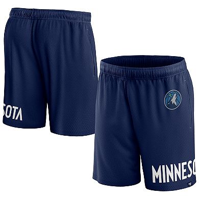 Men's Fanatics Branded Navy Minnesota Timberwolves Free Throw Mesh Shorts