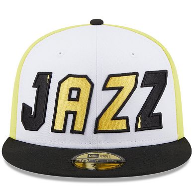 Men's New Era White/Black Utah Jazz Back Half 59FIFTY Fitted Hat