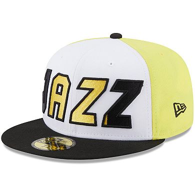 Men's New Era White/Black Utah Jazz Back Half 59FIFTY Fitted Hat