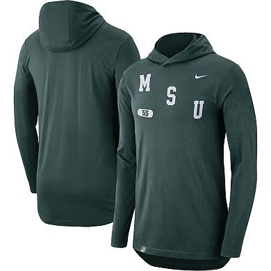 Men's Nike Green Michigan State Spartans Team Performance Long Sleeve Hoodie T-Shirt