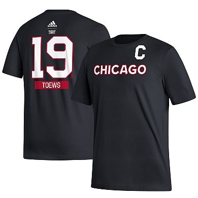 Men's adidas Jonathan Toews Black Chicago Blackhawks Reverse Retro 2.0 Name & Number T-Shirt