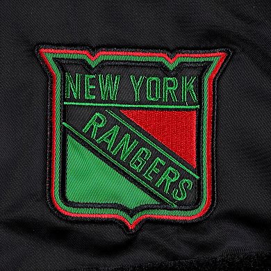 Men's Starter x Ty Mopkins Black New York Rangers Black History Month Varsity Full-Zip Jacket
