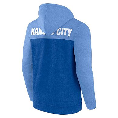 Men's Fanatics Branded Heathered Royal/Heathered Light Blue Kansas City Royals Blown Away Full-Zip Hoodie