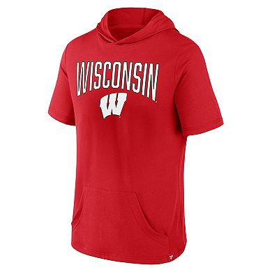 Men's Fanatics Branded Red Wisconsin Badgers Outline Lower Arch Hoodie T-Shirt