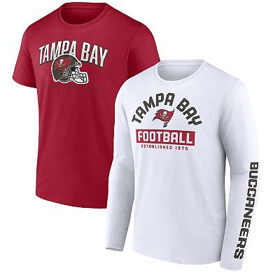 Men's Fanatics Branded Red/White Tampa Bay Buccaneers Long and Short Sleeve Two-Pack T-Shirt