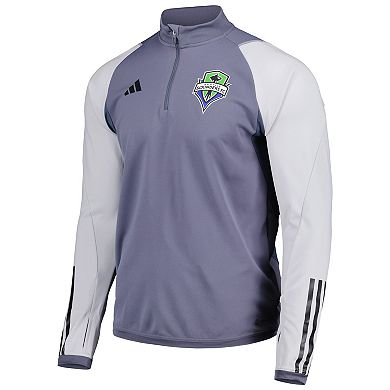 Men's adidas Gray Seattle Sounders FC Warm Raglan COLD.RDY Top