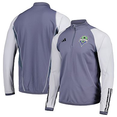 Men's adidas Gray Seattle Sounders FC Warm Raglan COLD.RDY Top