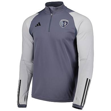 Men's adidas Gray Sporting Kansas City 2023 On-Field AEROREADY Quarter-Zip Training Top