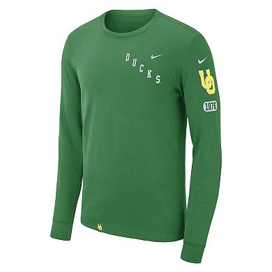 Men's Nike Green Oregon Ducks Repeat Logo 2-Hit Long Sleeve T-Shirt