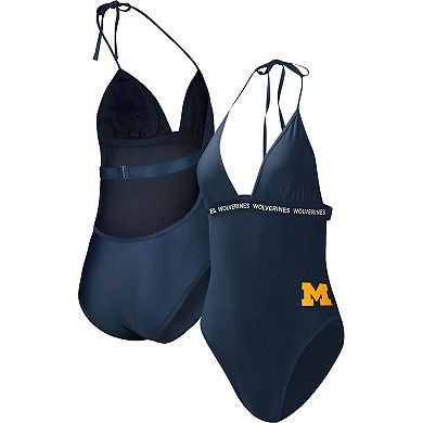 Women's G-III 4Her by Carl Banks Navy Michigan Wolverines Full Count One-Piece Swimsuit