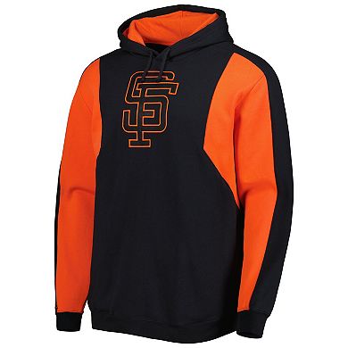 Men's Mitchell & Ness Black/Orange San Francisco Giants Colorblocked Fleece Pullover Hoodie