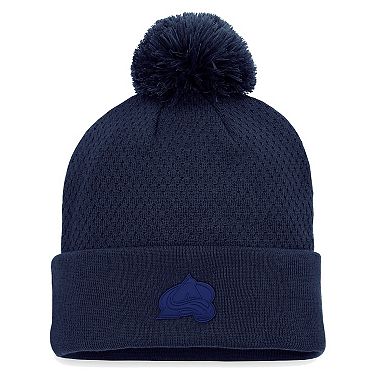 Women's Fanatics Branded Navy Colorado Avalanche Authentic Pro Road Cuffed Knit Hat with Pom