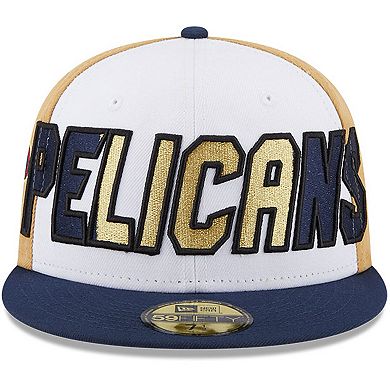Men's New Era  White/Navy New Orleans Pelicans Back Half 9FIFTY Fitted Hat