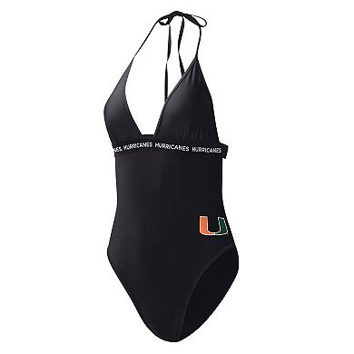 Women's G-III 4Her by Carl Banks Black Miami Hurricanes Full Count One-Piece Swimsuit