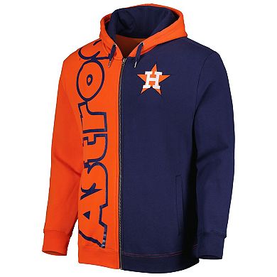 Men's Mitchell & Ness Orange/Navy Houston Astros Fleece Full-Zip Hoodie