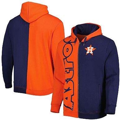 Men's Mitchell & Ness Orange/Navy Houston Astros Fleece Full-Zip Hoodie