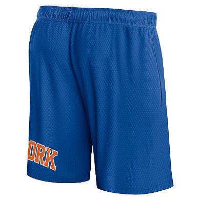 Men's Fanatics Branded Blue New York Knicks Free Throw Mesh Shorts
