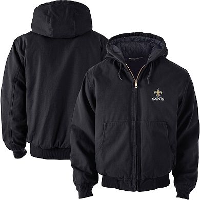 Men's Dunbrooke Black New Orleans Saints Big & Tall Dakota Canvas Hoodie Full-Zip Jacket