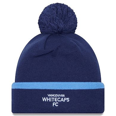 Men's New Era Deep Sea Blue Vancouver Whitecaps FC Wordmark Kick Off Cuffed Knit Hat with Pom