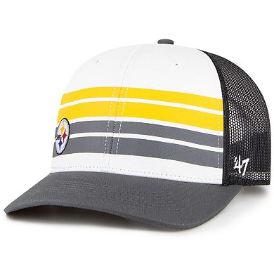Youth '47 White/Charcoal Pittsburgh Steelers Cove Trucker Snapback Hat