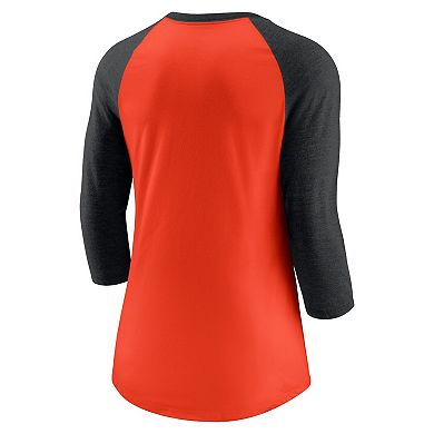 Women's Nike Orange/Black San Francisco Giants Next Up Tri-Blend Raglan 3/4-Sleeve T-Shirt