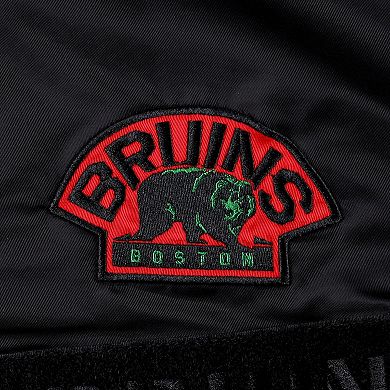 Men's Starter x Ty Mopkins Black Boston Bruins Black History Month Varsity Full-Zip Jacket