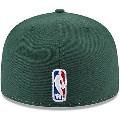 Men's New Era  White/Hunter Green Milwaukee Bucks Back Half 9FIFTY Fitted Hat