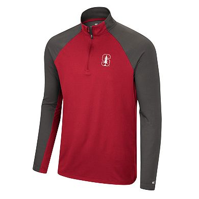 Men's Colosseum Cardinal/Charcoal Stanford Cardinal Two Yutes Raglan Quarter-Zip Windshirt