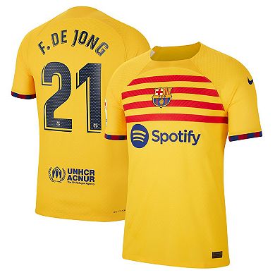 Men's Nike Frenkie de Jong Yellow Barcelona 2022/23 Fourth Vapor Match Authentic Player Jersey