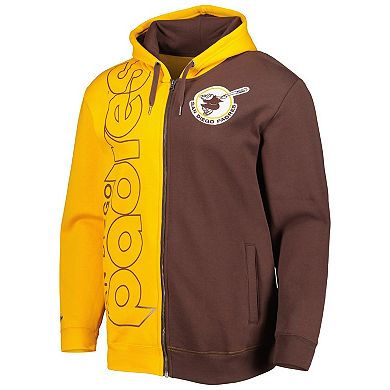 Men's Mitchell & Ness Gold/Brown San Diego Padres Fleece Full-Zip Hoodie