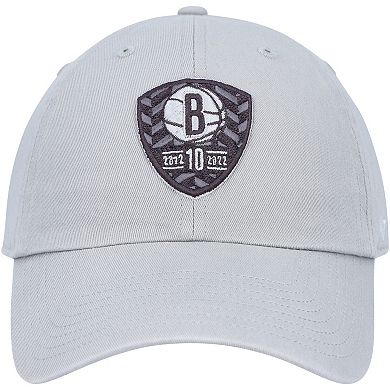 Men's '47 Gray Brooklyn Nets 10th Anniversary Clean Up Adjustable Hat