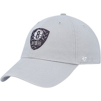 Men's '47 Gray Brooklyn Nets 10th Anniversary Clean Up Adjustable Hat