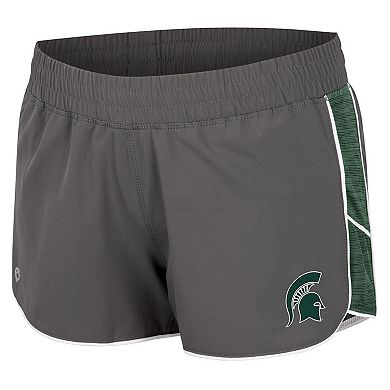 Women's Colosseum Gray Michigan State Spartans Pull The Switch Running Shorts