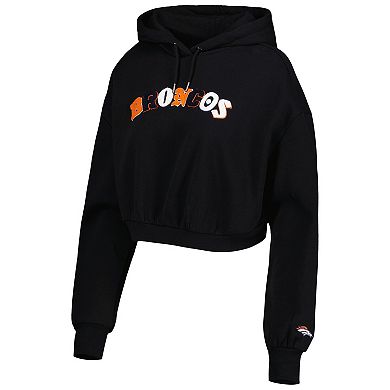 Women's The Wild Collective Black Denver Broncos Cropped Pullover Hoodie