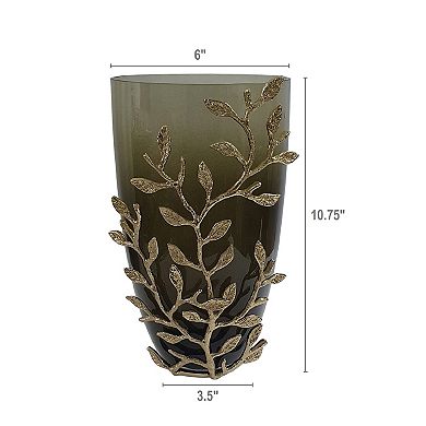 Capri Aluminum Leaf Glass Vase