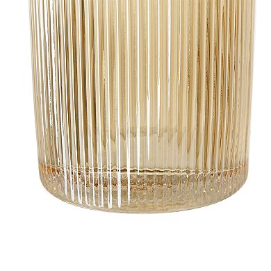 Ribbed Glass 2-Piece Set Vases Table Décor