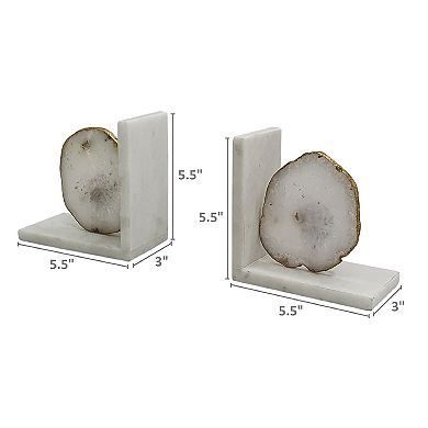 Marble-Base 2-Piece Set Bookends Table Décor