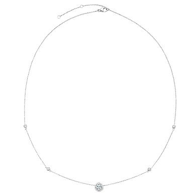 Boston Bay Diamonds Sterling Silver Genuine Aquamarine & Lab-Grown White Sapphire Necklace