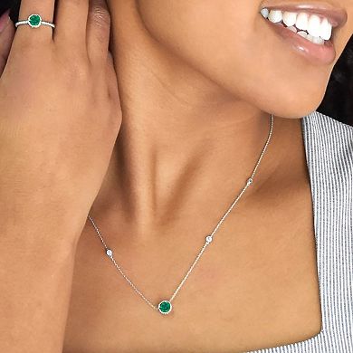 Boston Bay Diamonds Sterling Silver Lab-Grown Emerald & White Sapphire Necklace
