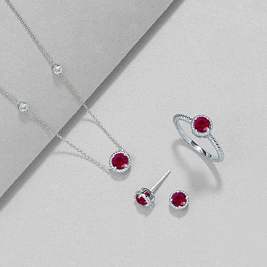 Boston Bay Diamonds Sterling Silver Lab-Grown Ruby & White Sapphire Necklace