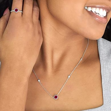 Boston Bay Diamonds Sterling Silver Lab-Grown Ruby & White Sapphire Necklace
